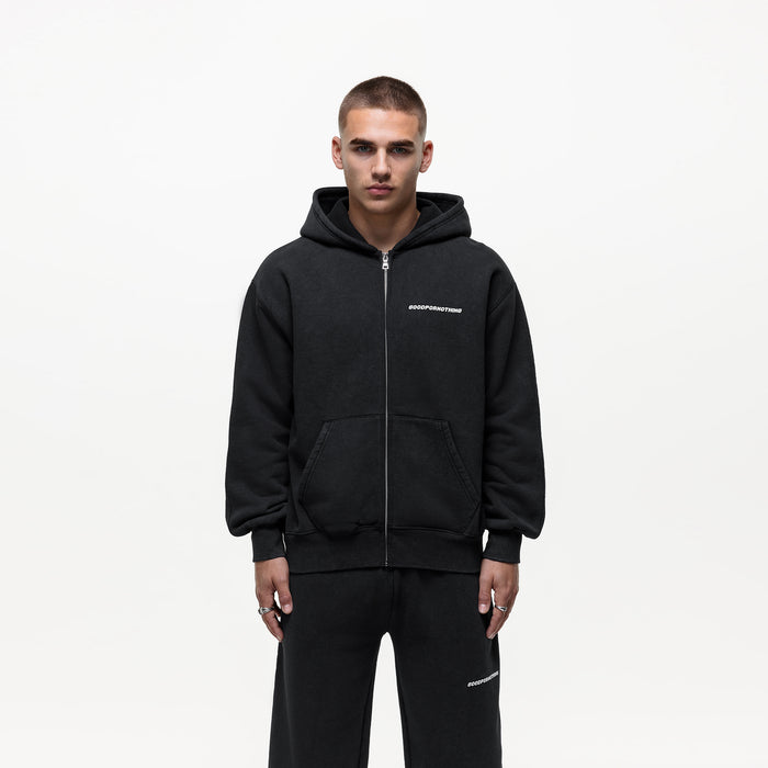 good for nothing Vintage Washed Jet Black Zip Hoodie