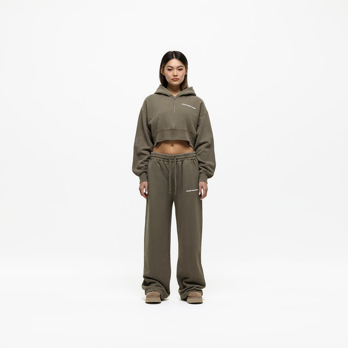 Good For Nothing Vintage Washed Olive Zip Hoodie (Final Sale)