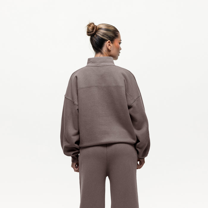 Good For Nothing Vintage Washed Taupe Funnel Zip Sweat