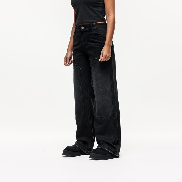 Good For Nothing Washed Carpenter Black Baggy Denim Jean