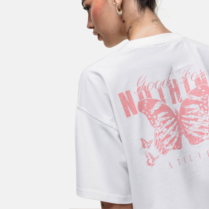 Good For Nothing Washed Off White Butterfly T-shirt
