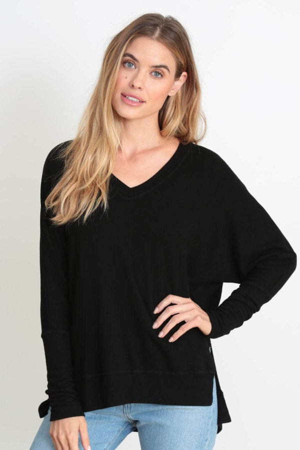 good hyouman The Carrie - Relaxed V-Neck Sweater - Black Sand