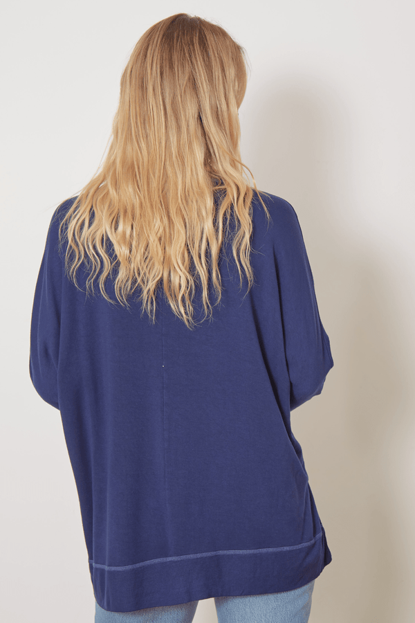 Good Hyouman The Carrie - Relaxed V-Neck Sweater - Purple Blue