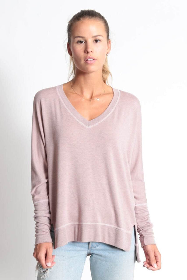 Good Hyouman The Carrie - Relaxed V-Neck Sweater - Shadow Vintage