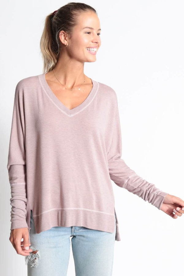good hyouman The Carrie - Relaxed V-Neck Sweater - Shadow Vintage