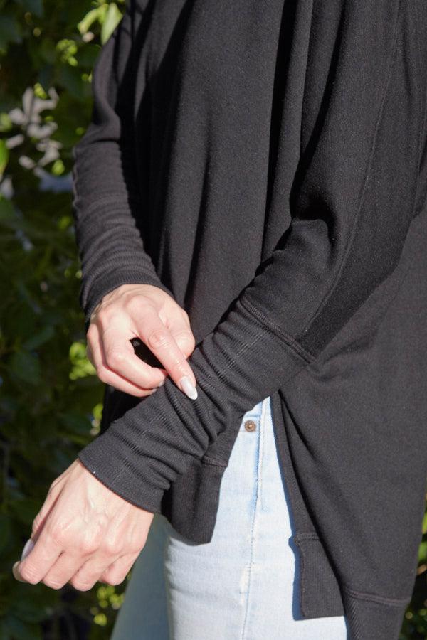 Good Hyouman The Carrie Swoop Neck- Relaxed Sweater - Black Sand