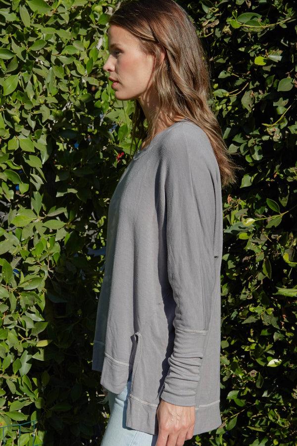 Good Hyouman The Carrie Swoop Neck- Relaxed Sweater - Slate