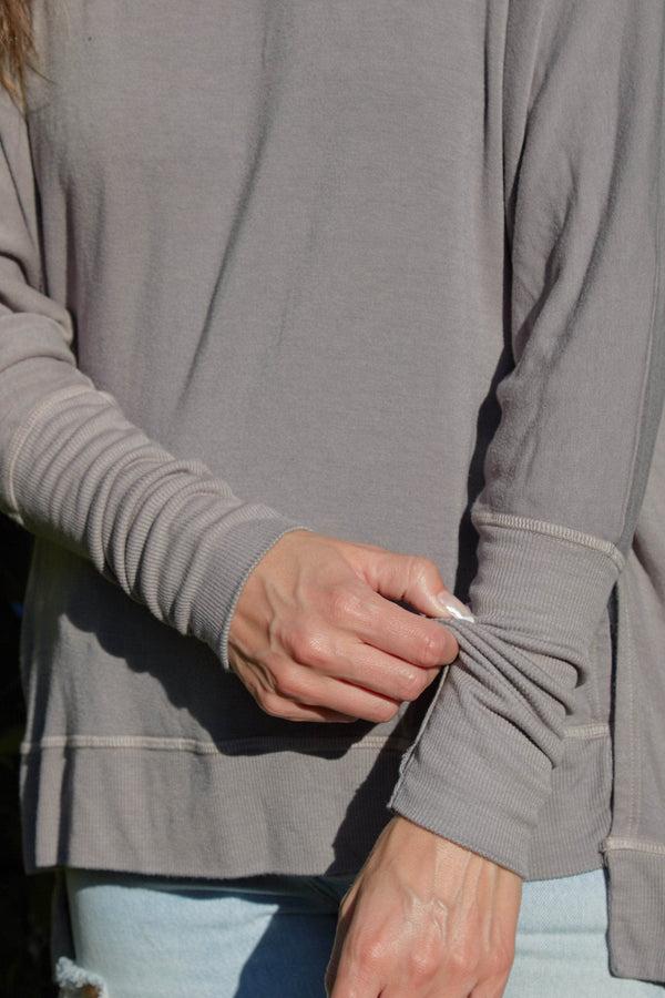 Good Hyouman The Carrie Swoop Neck- Relaxed Sweater - Slate