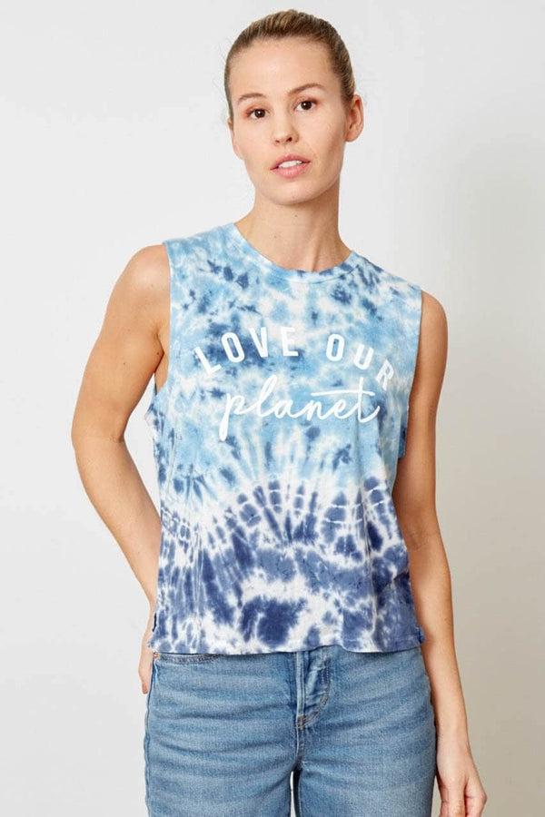good hyouman The Lili Active Crop - Love Our Planet - Aegean Tide Wash