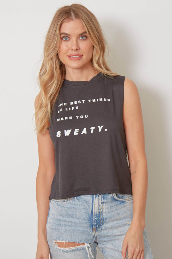 good hyouman The Lili Active Crop - The Best Things In Life Make You Sweaty - Black Sand