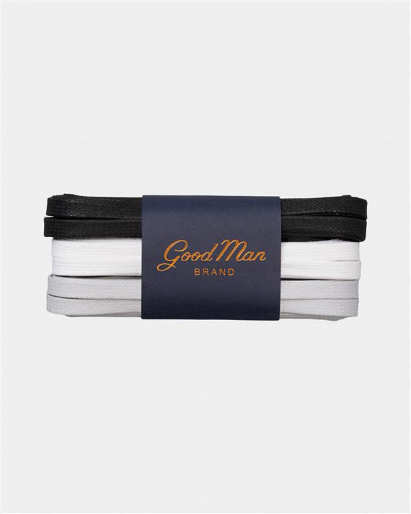 good man brand Waxed Cotton Laces for Sneakers 3 Pack White/Black/Light Grey