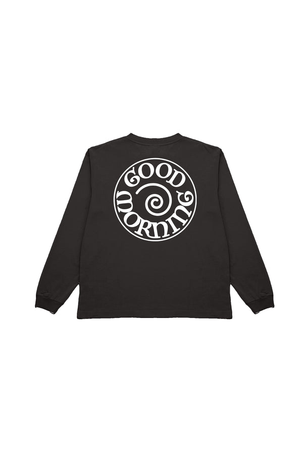 Good Morning Tapes Spiral Logo LS Tee - Black