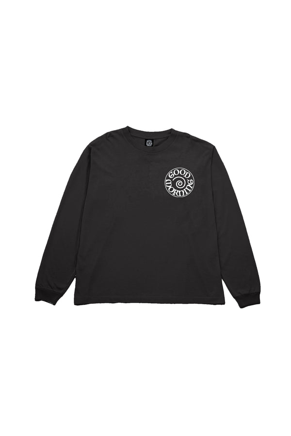 good morning tapes Spiral Logo LS Tee - Black