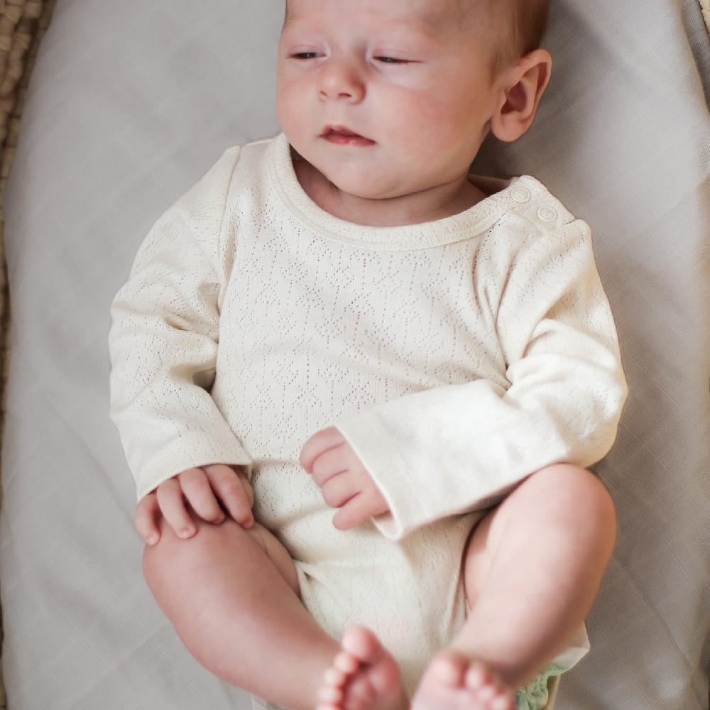 Good Thing Burrow & Be Pointelle Long Sleeve Bodysuit - Natural