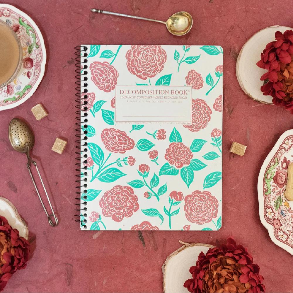 good thing Decomposition Large Spiral Notebook - Camellias