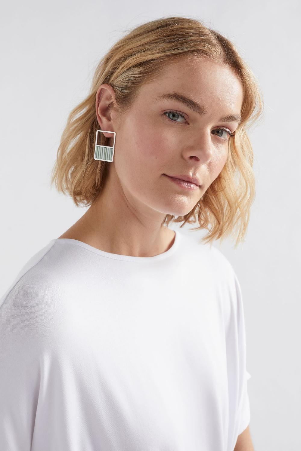 Good Thing Elk Dalli Earring - Green / White Paint Stripe