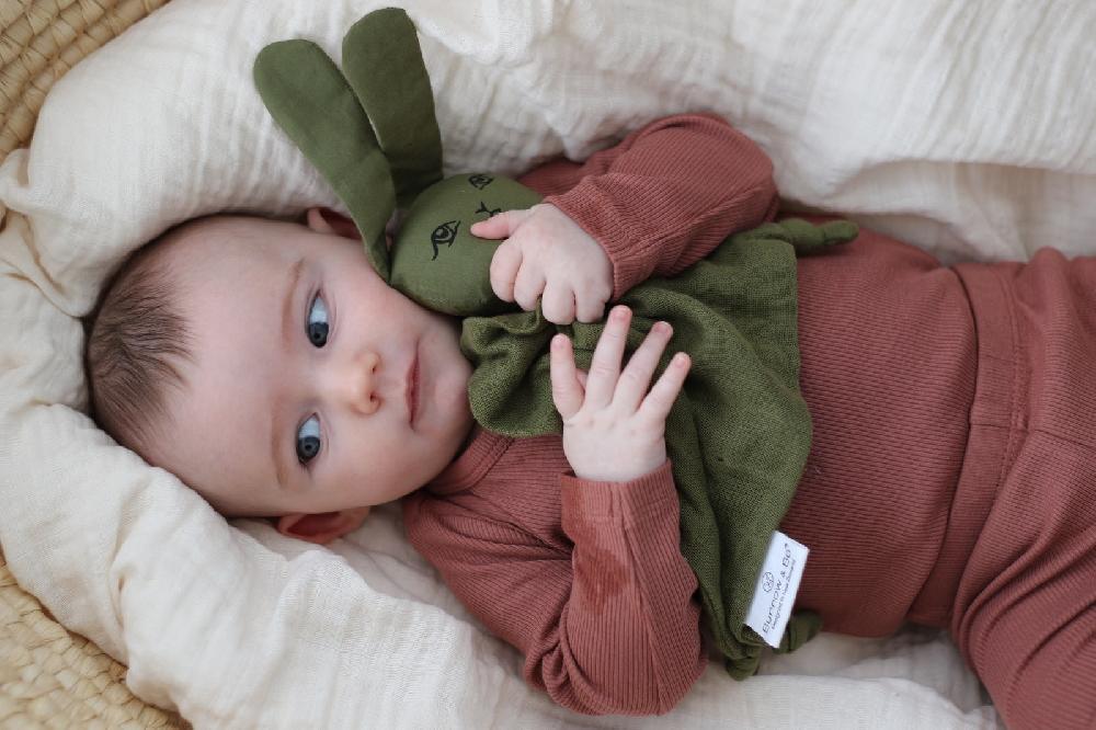 good thing Burrow & Be Muslin Bunny Comforter - Olive