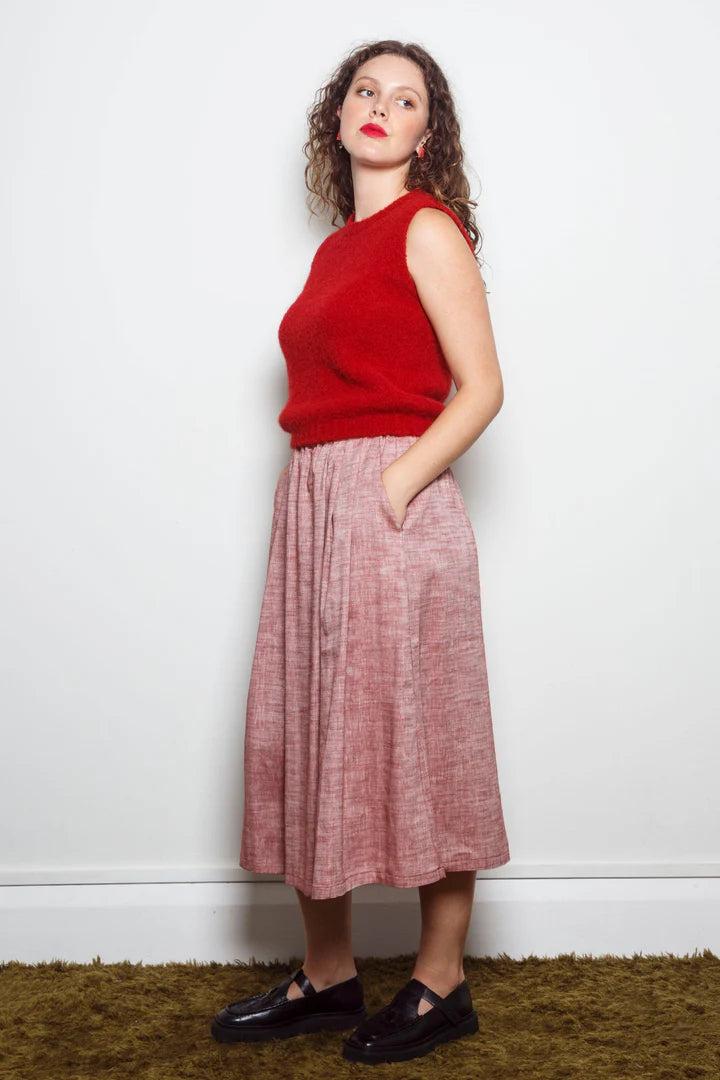 Good Thing Dalston Sapphire Skirt - Ruby Herringbone