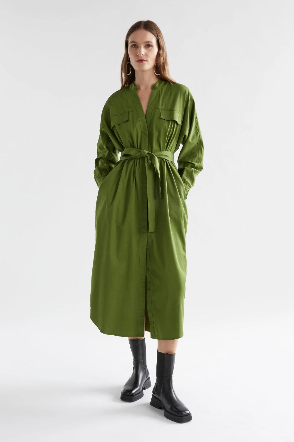 good thing Elk Eller Dress - Green Moss