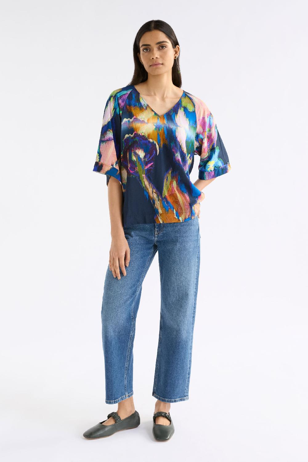 Good Thing Elk Moda V Neck Top - Vaara Print