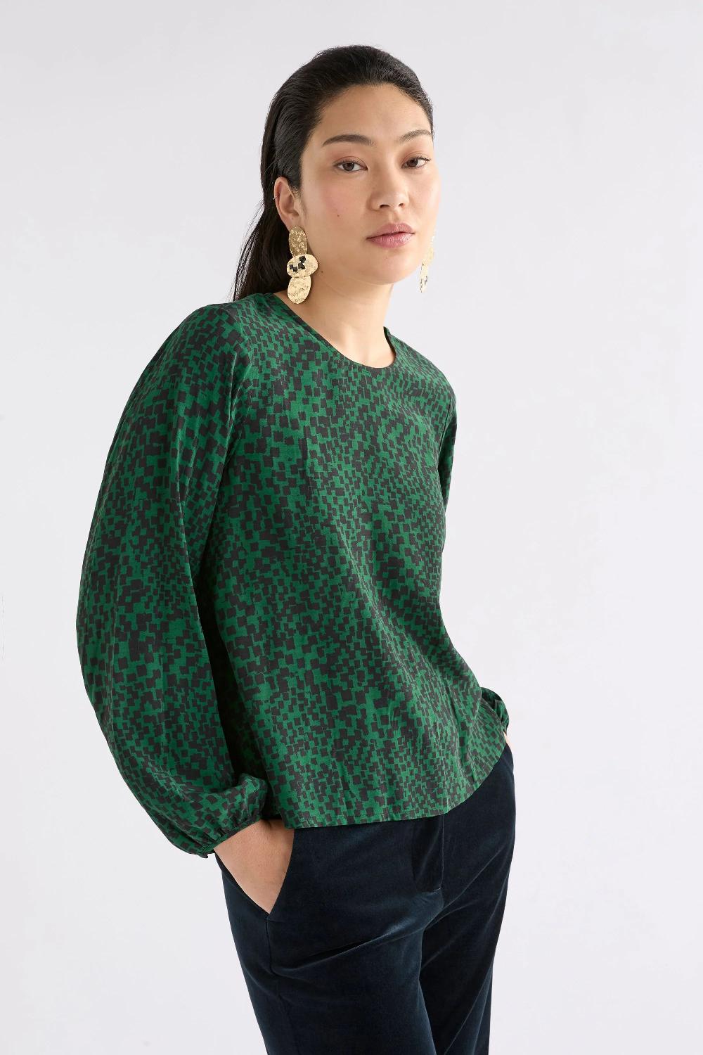 good thing Elk Muraa Top - Green Sinda Print