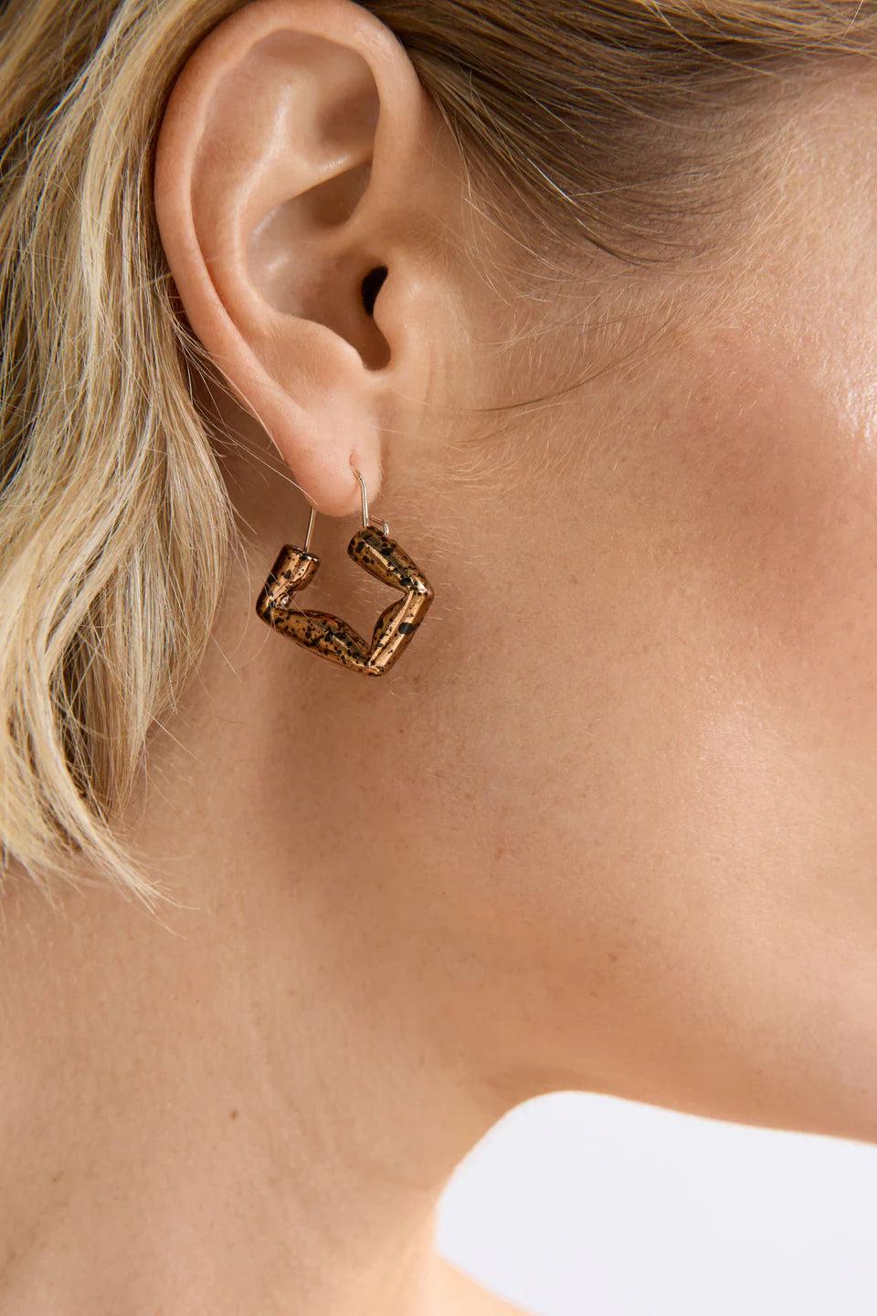 Good Thing Elk Oban Square Hoop Earring - Bronze