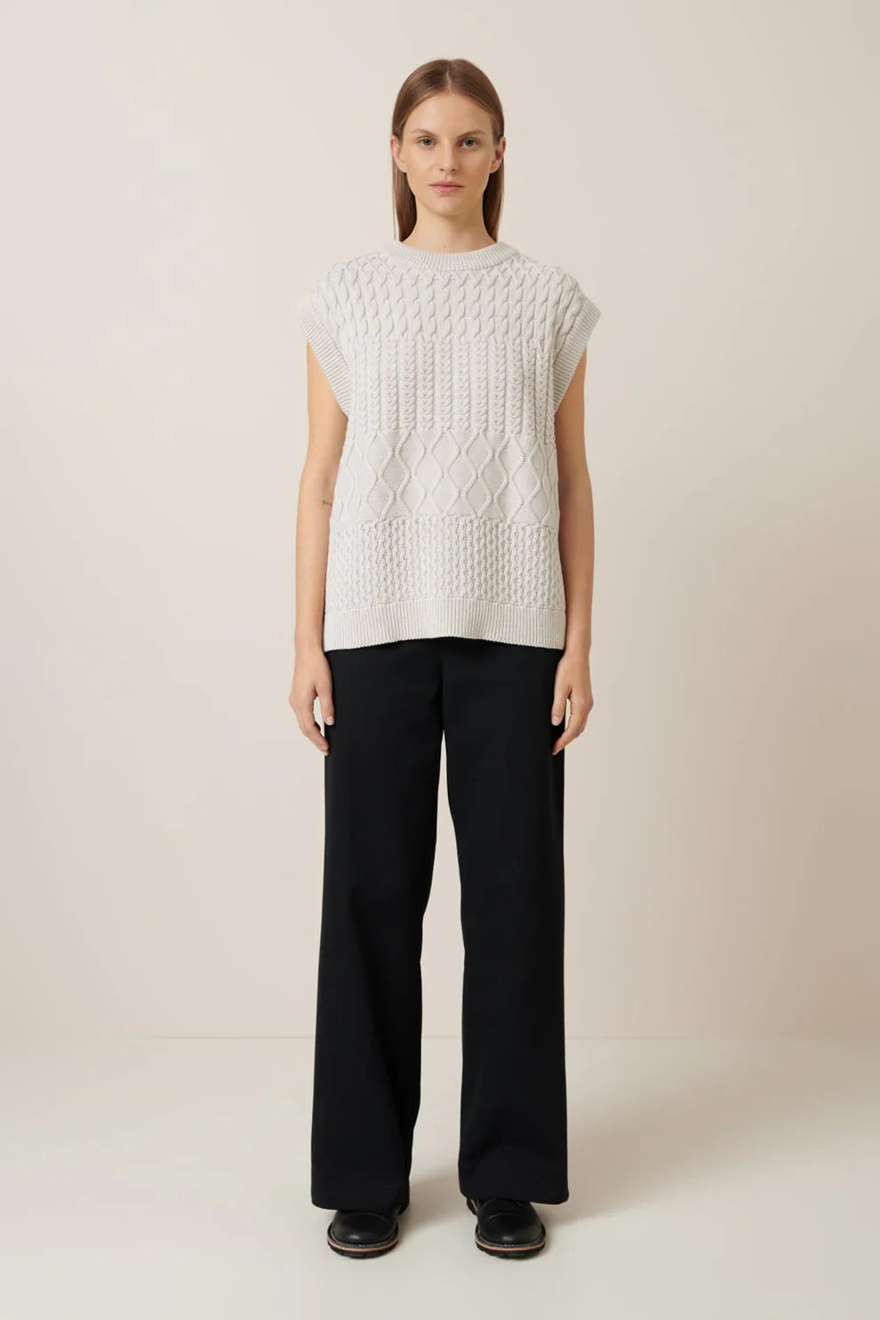 Good Thing Kowtow Aran Vest - Oat Melange