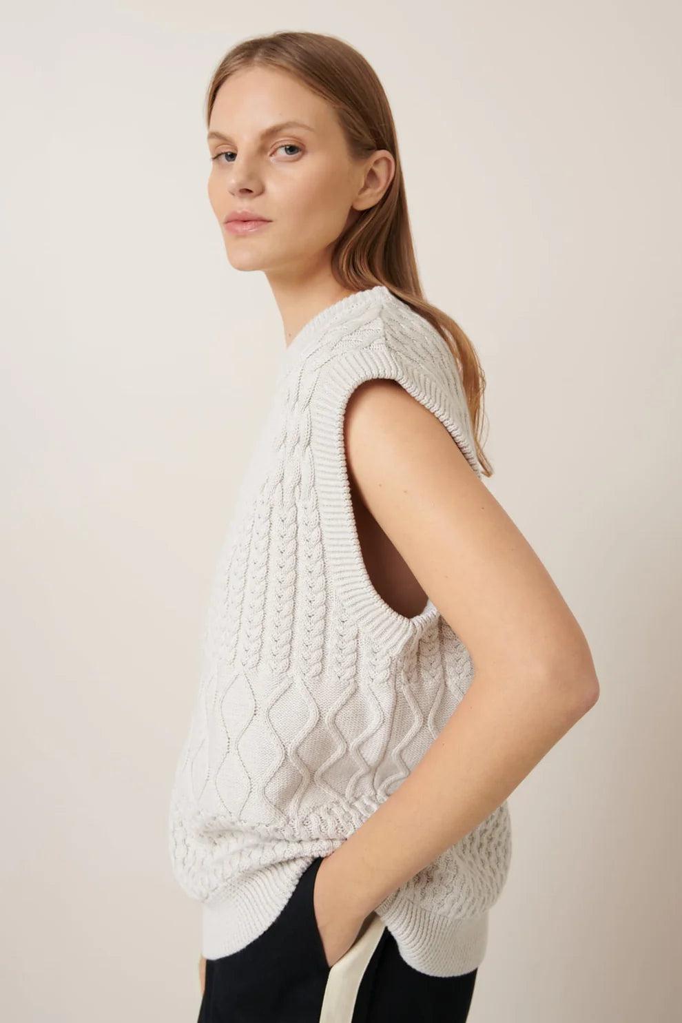 Good Thing Kowtow Aran Vest - Oat Melange