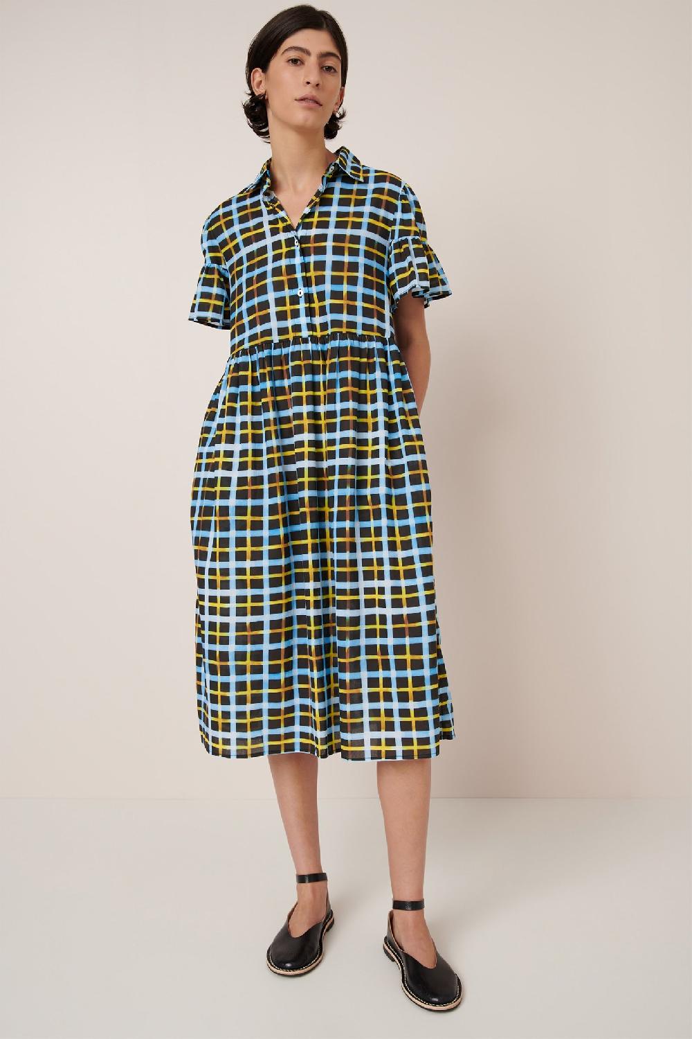 good thing Kowtow Impression Dress - Neon Tartan