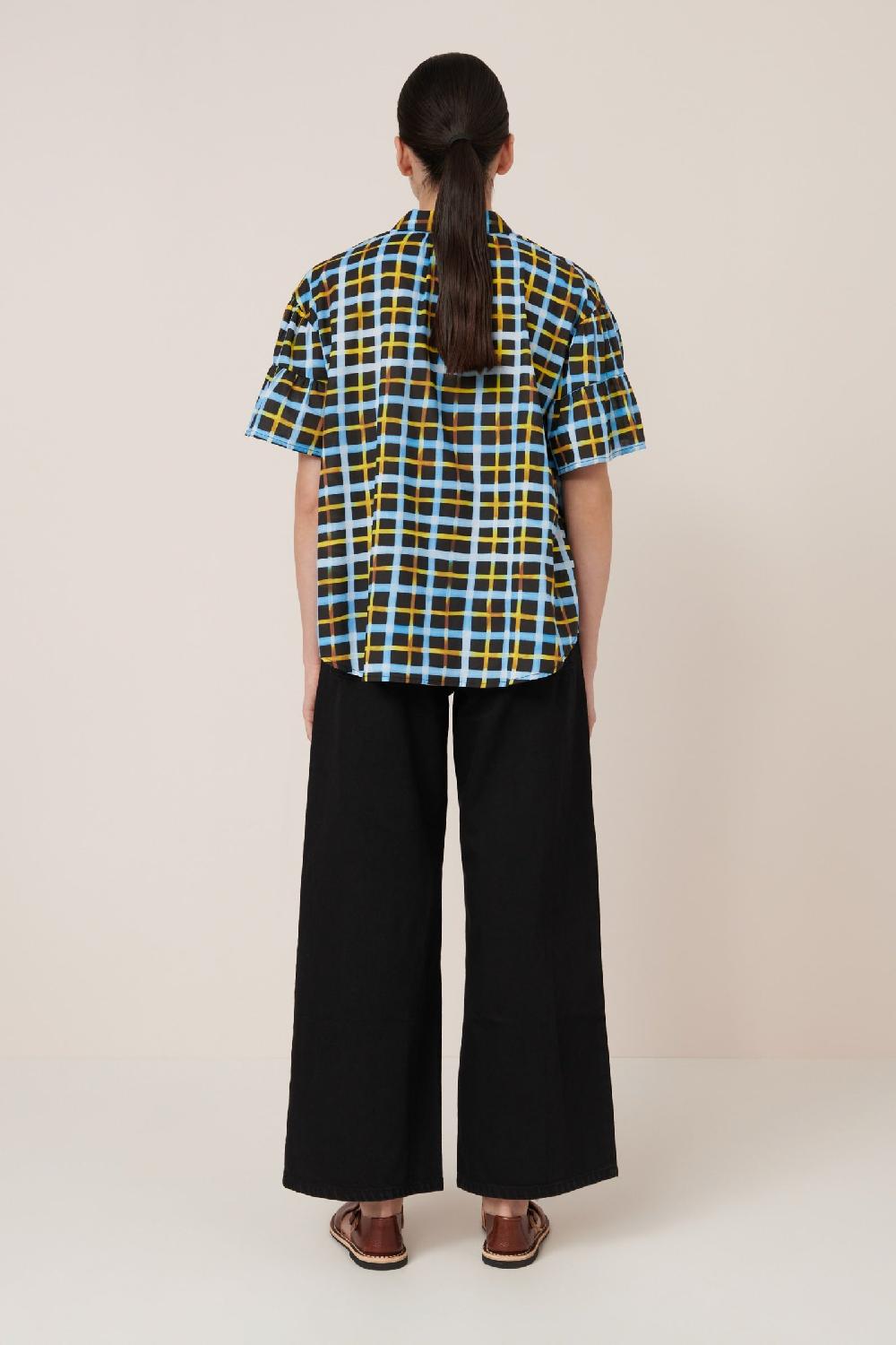 Good Thing Kowtow Painterly Blouse - Neon Tartan