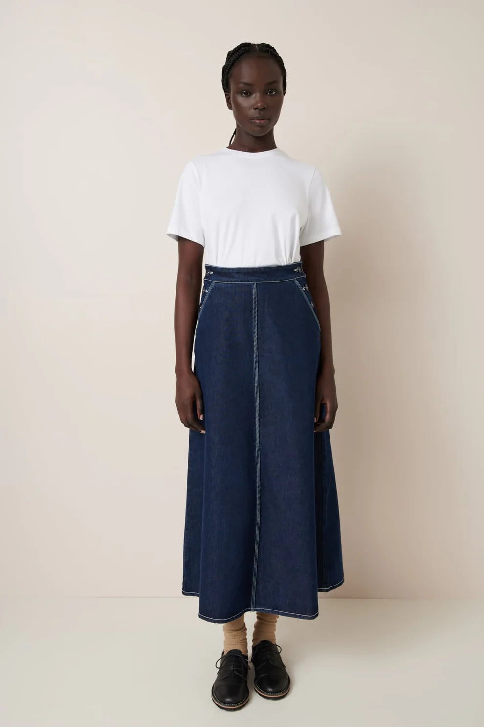 good thing Kowtow Piper Skirt - Indigo Denim