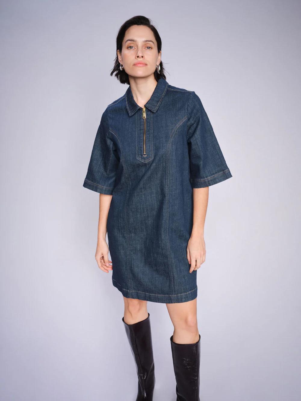 good thing Mos Mosh Abigail Denim Dress - Dark Blue