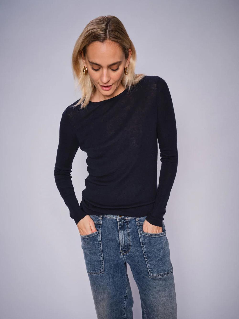 good thing Mos Mosh Bouch O-Neck Knit - Salute Navy