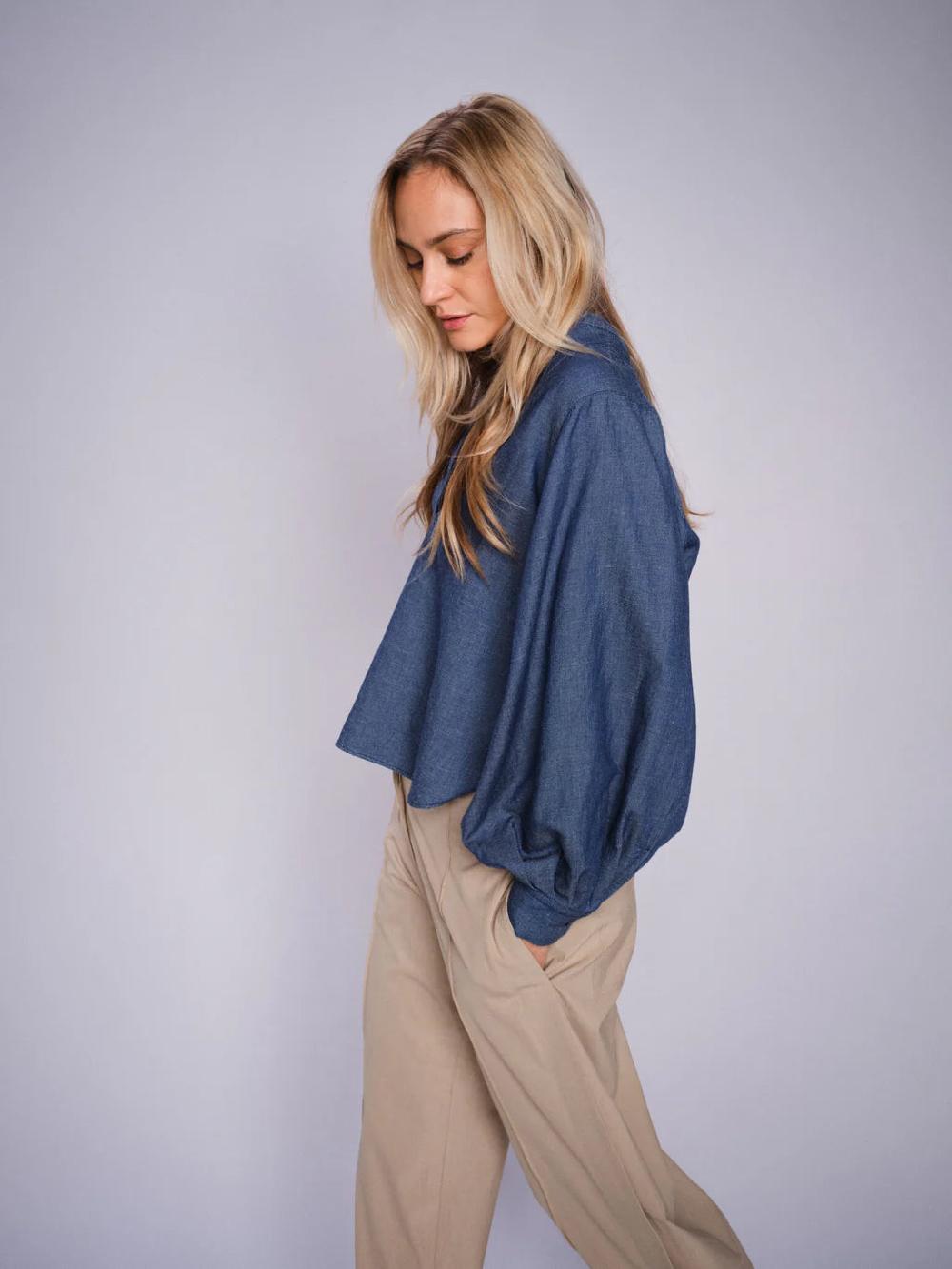 Good Thing Mos Mosh Yen Denim Blouse - Dark Blue