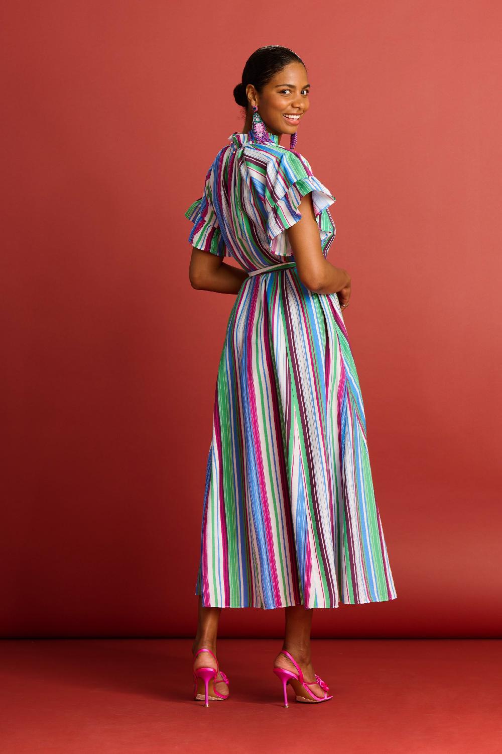 Good Thing POM Dress - Striped Sicily