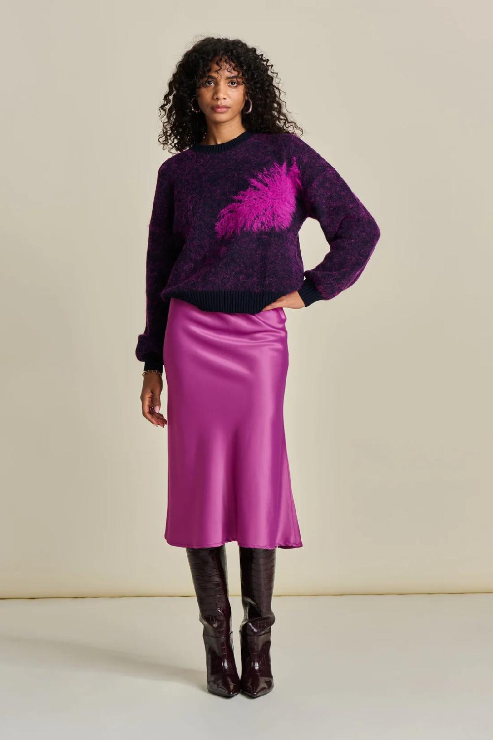 Good Thing POM Satin Skirt - Cactus Pink