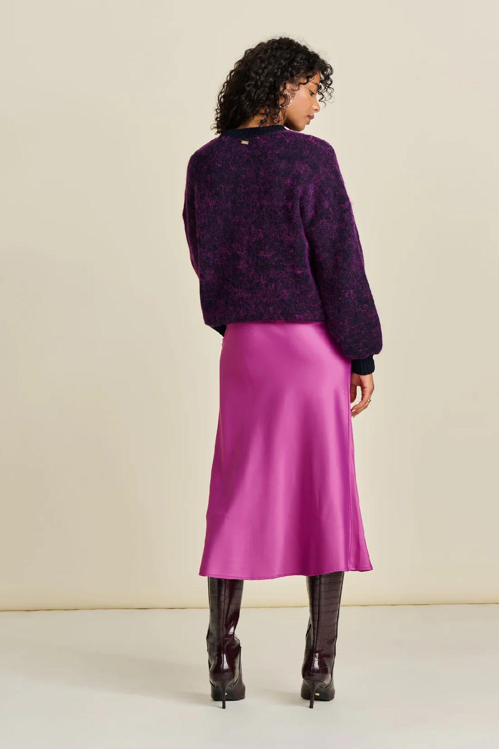 Good Thing POM Satin Skirt - Cactus Pink