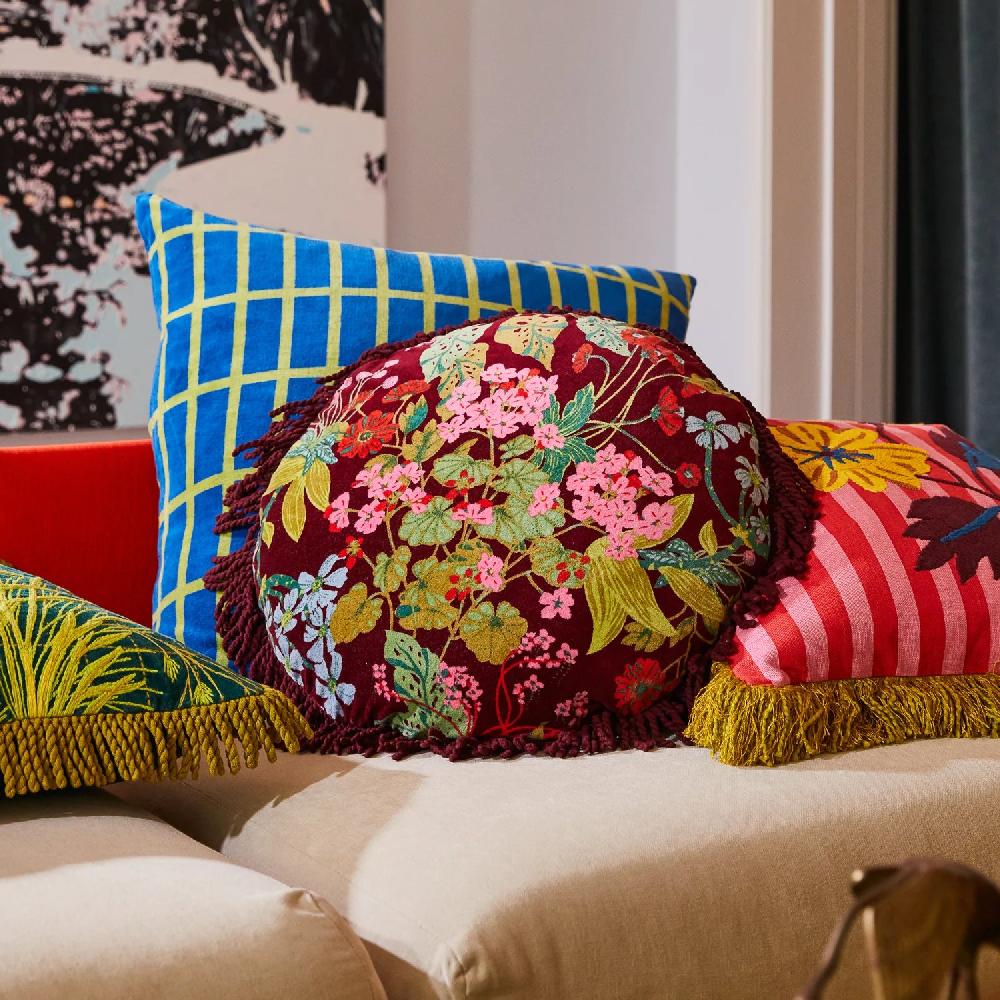 good thing Sage and Clare Genevieve Fringe Cushion