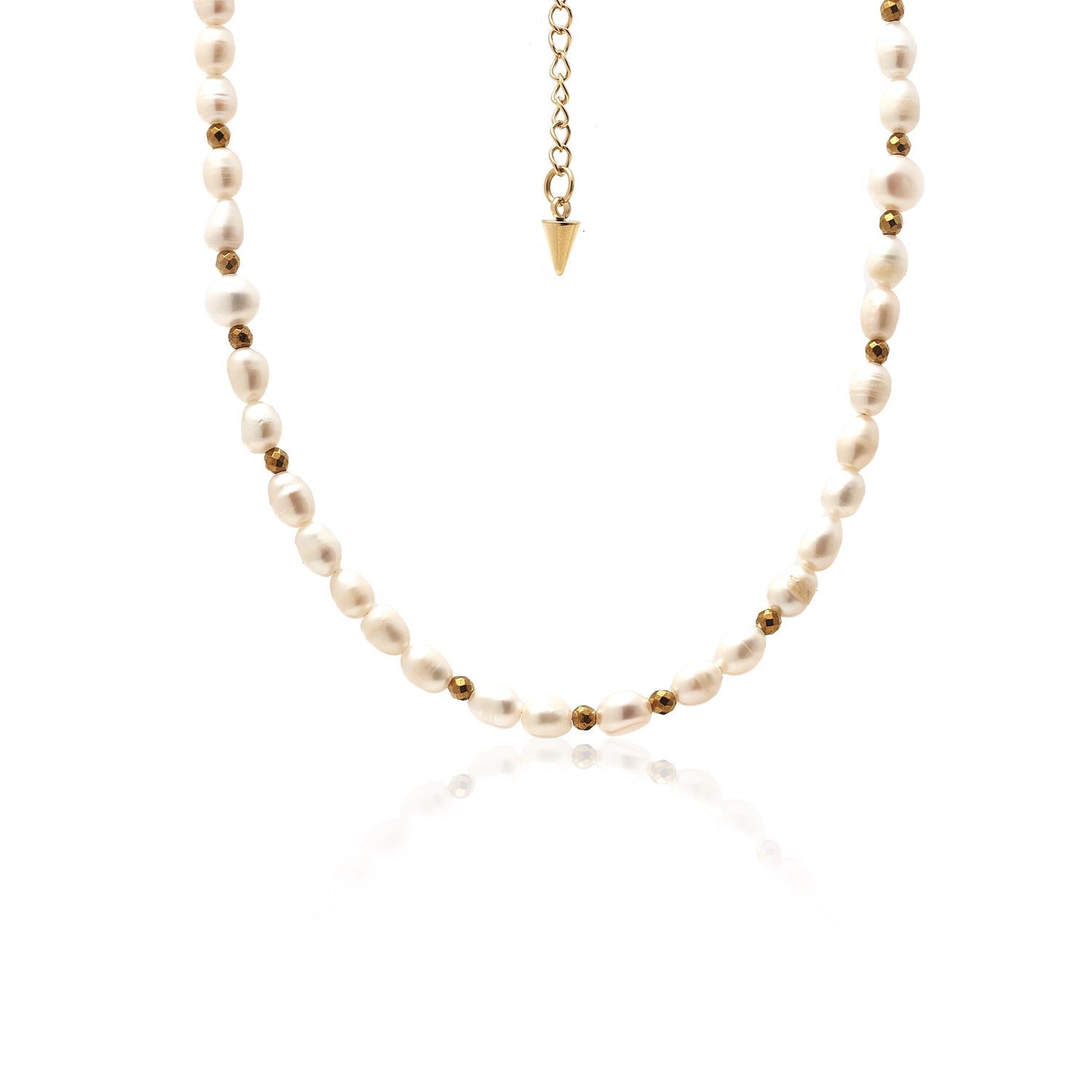good thing Silk & Steel Celine Necklace - Pearl/Gold