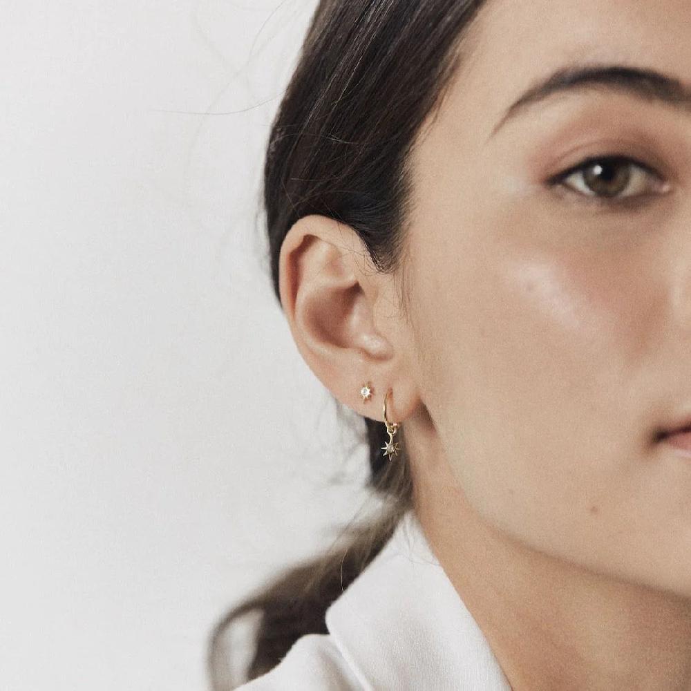 Good Thing Silk & Steel Superfine Star Hoops - Silver