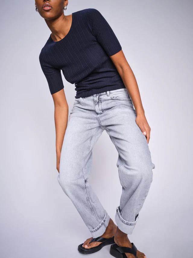 Good Thing Mos Mosh Bouch Rib Short Sleeve Knit - Salute Navy