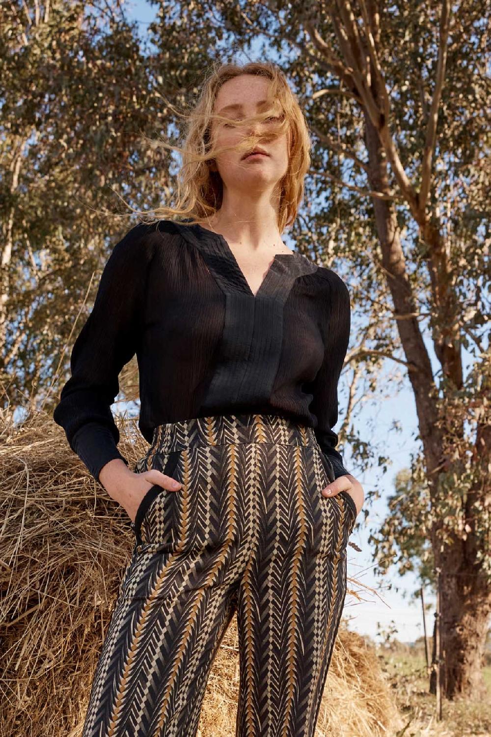 good thing Once Was Lucent Cotton Silk Blouse - Black