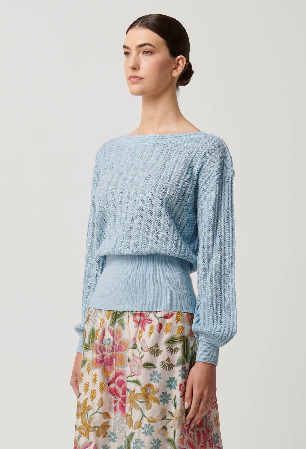 Good Thing Once Was Marley Knit Top - Cornflower Blue