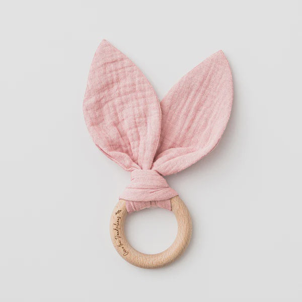 good thing Over The Dandelions Bunny Ears Teether - Blush Pink