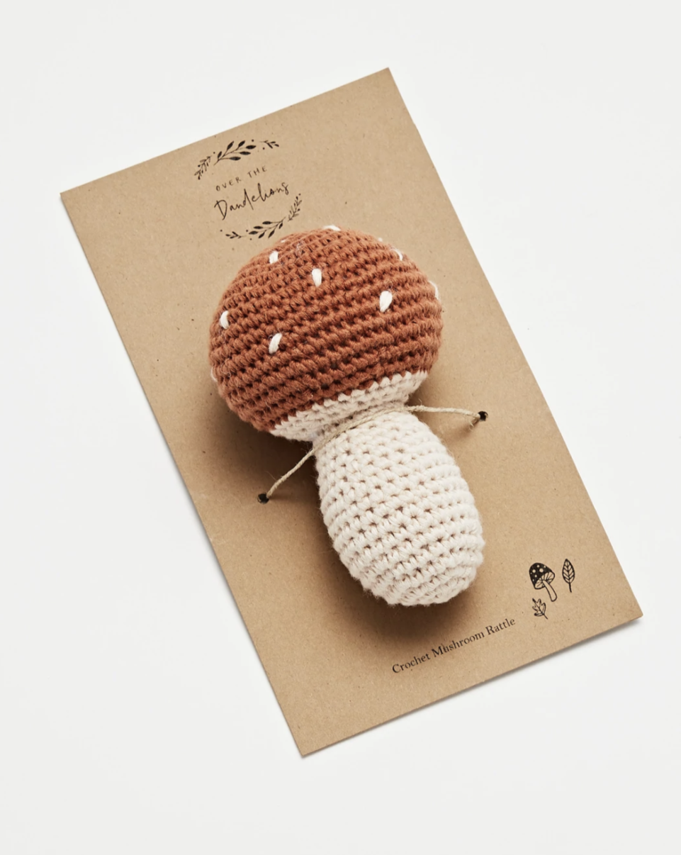 good thing Over The Dandelions Crochet Mushroom Rattle