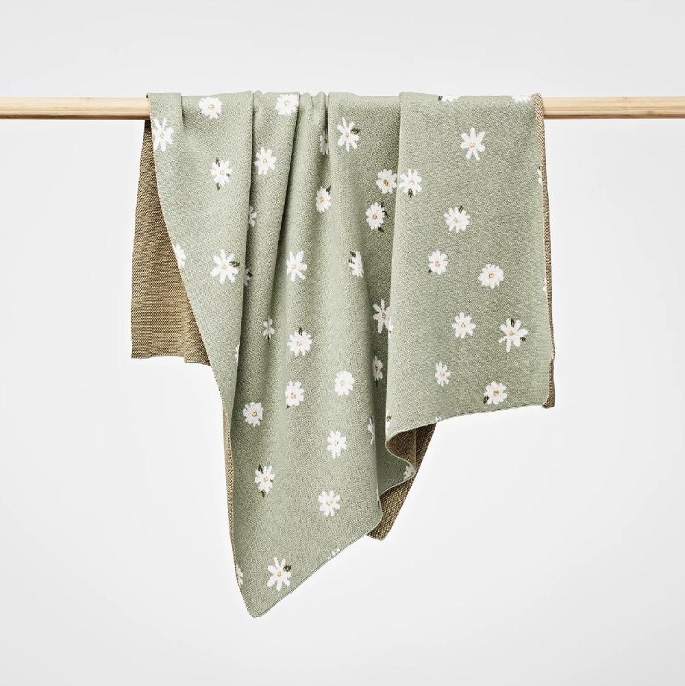 good thing Over The Dandelions Daisy Organic Blanket - Thyme