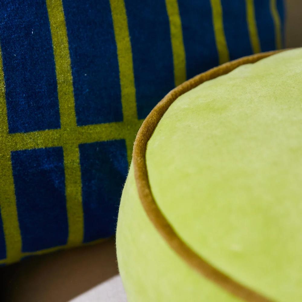 Good Thing Sage And Clare Castilo Round Velvet Cushion - Chartreuse