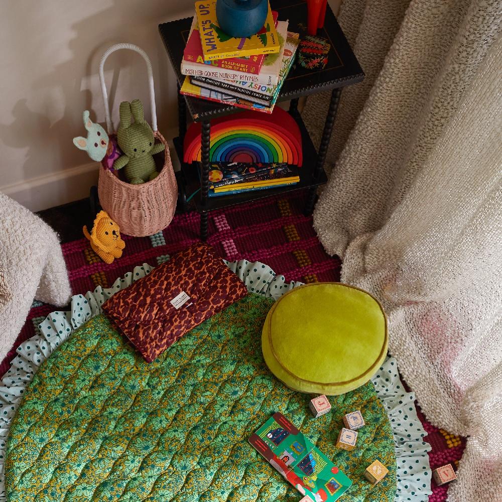 Good Thing Sage And Clare Castilo Round Velvet Cushion - Chartreuse