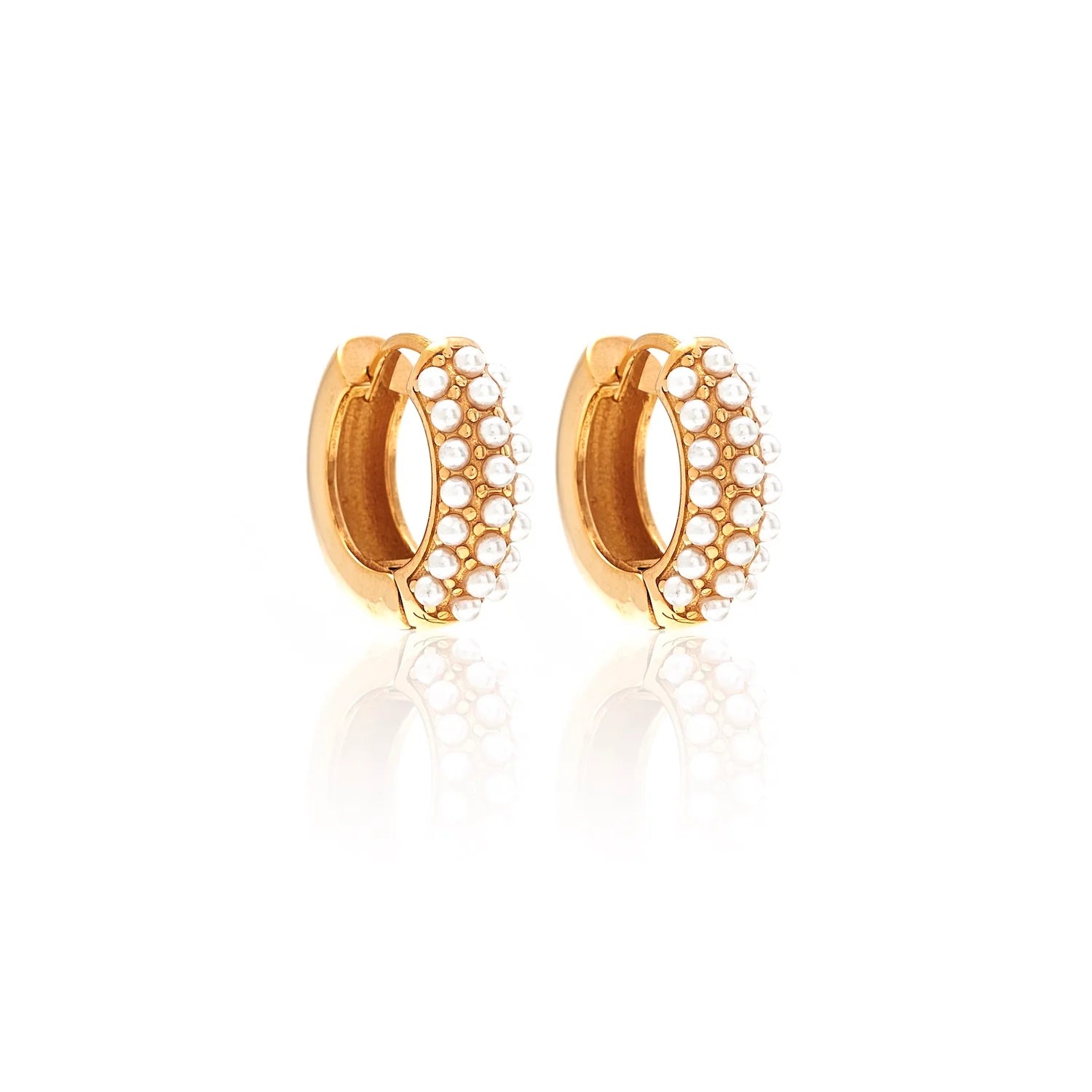 Good Thing Silk & Steel Amara Hoop Earrings - Pearl/Gold