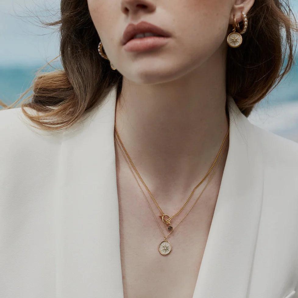 Good Thing Silk & Steel Guiding Star Necklace - White Enamel/Silver